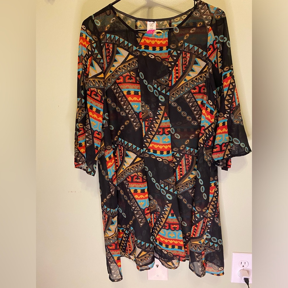 Sheer 3/4 Sleeve Cover Shirt Dress